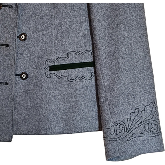 Vogue Apart Gray Wool Riding Jacket Button Front Padded Shoulders Women's Large - Picture 2 of 11